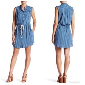 Sandra Floral Tie Waist Sleeveless Shirt Dress M